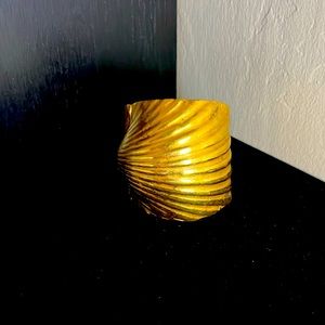 cuff style bracelet hammered metal seashell design